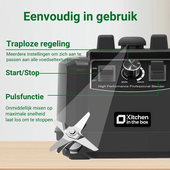 Blender 1500W 2L - Krachtige Keukenblender - 8-punts messen - Variabele snelheid - IJs crushen van Blender — afbeelding 3