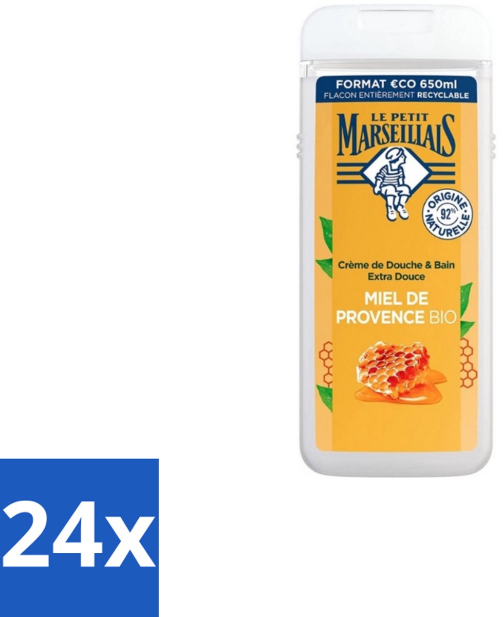 Le Petit Marseillais – Douche & Bad – Honing – 650 ml - Voordeelverpakking - 24 stuks