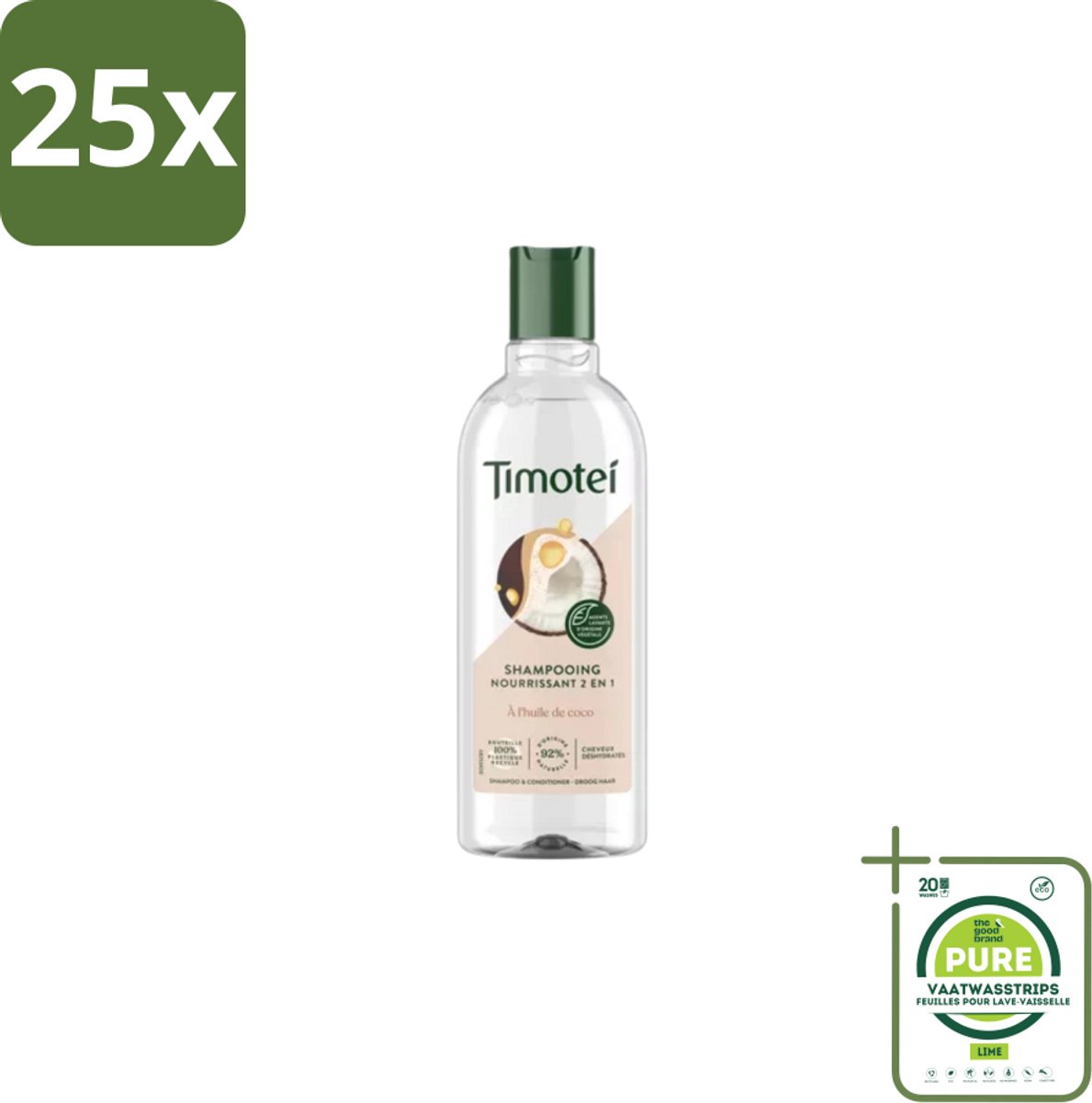 25 x Timotei - Shampoo - Nourrissant - 2in1 - 300ml - Grootverpakking - Shampoo Haar Verzorging - Haar Reinigen - Haar Verzorgen - Voedend Shampoo - 2 In 1 Shampoo