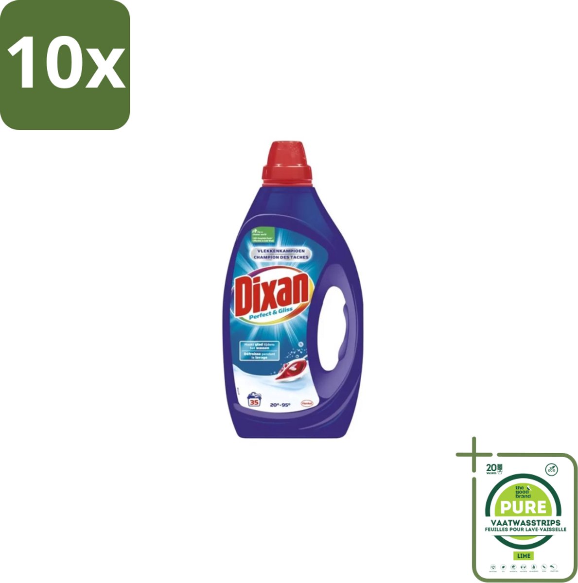 10 x Dixan – Vloeibaar Wasmiddel – Perfect & Gliss – 1750 ml - Grootverpakking - Wasmiddel - Vlekkenverwijdering - Antiplooiformule - Strijkwerk - Schone Was