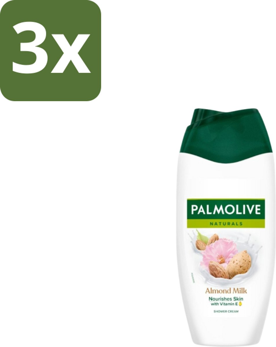 3 x Palmolive Douchecrème Naturals Amandelmelk 250 ml - Douchegel Amandel - Zachte Reiniging - Huid Verzorgen - Amandelmelk - Hydraterende Douchegel