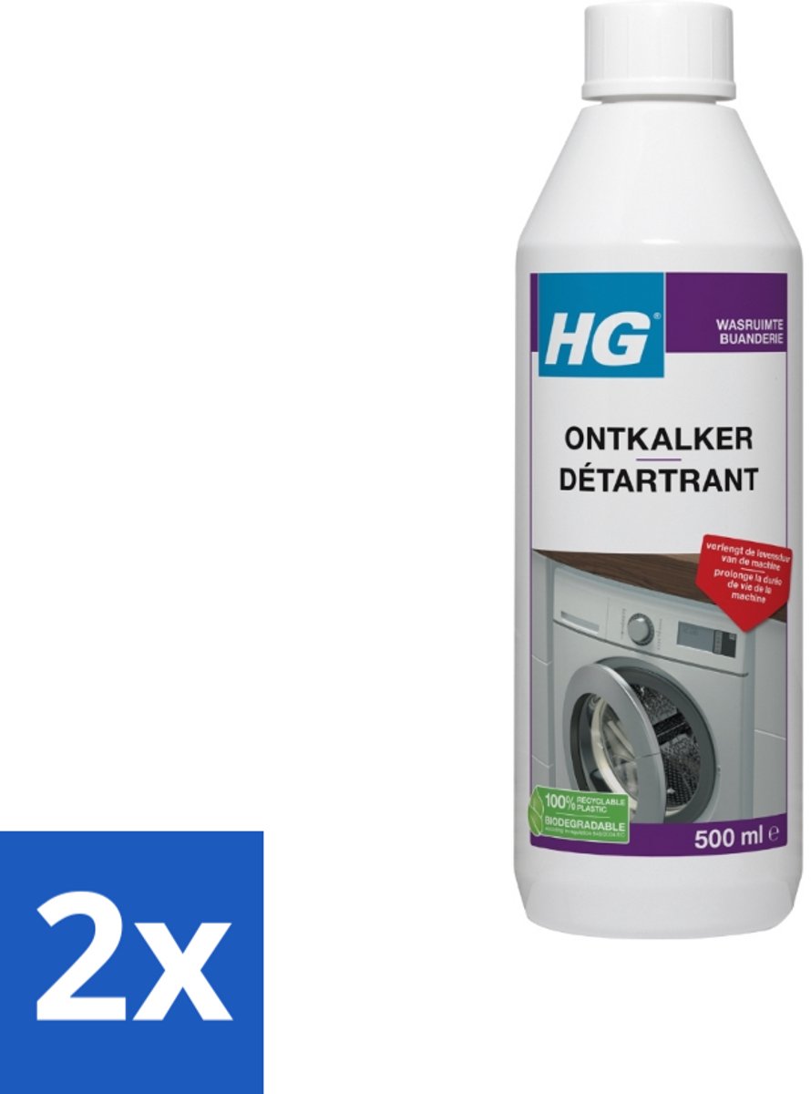 2 x HG Ontkalker 500 ml - Kalkverwijderaar - Ontkalker - Koffiezetapparaat Ontkalken - Waterkoker Ontkalken - Wasmachine Ontkalken