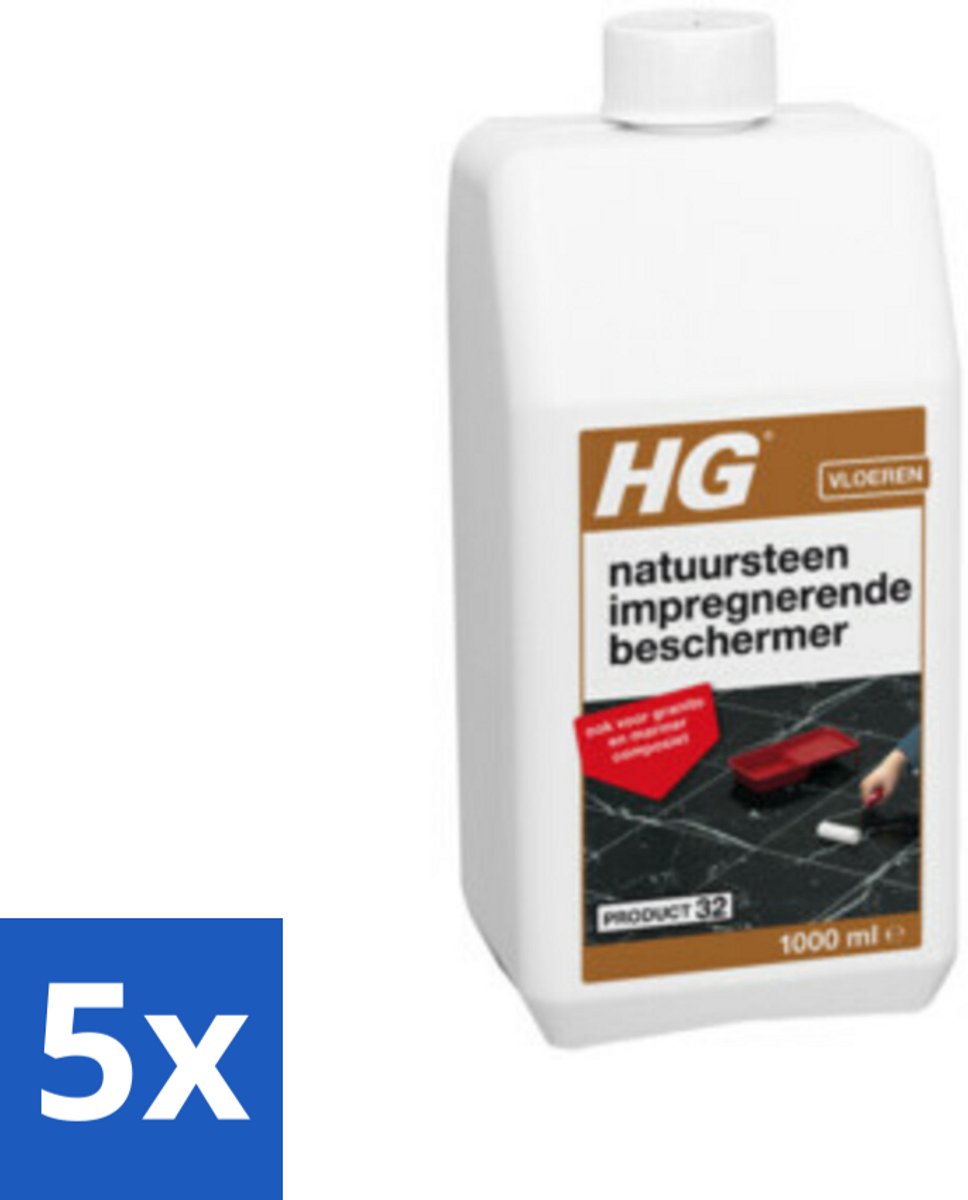5 x HG Impregnerende Beschermer 1 liter - Natuursteen Beschermer - Vuil En Vlekken Bestrijden - Natuursteen Beschermen - Impregnerende Beschermer - Marmer Beschermen