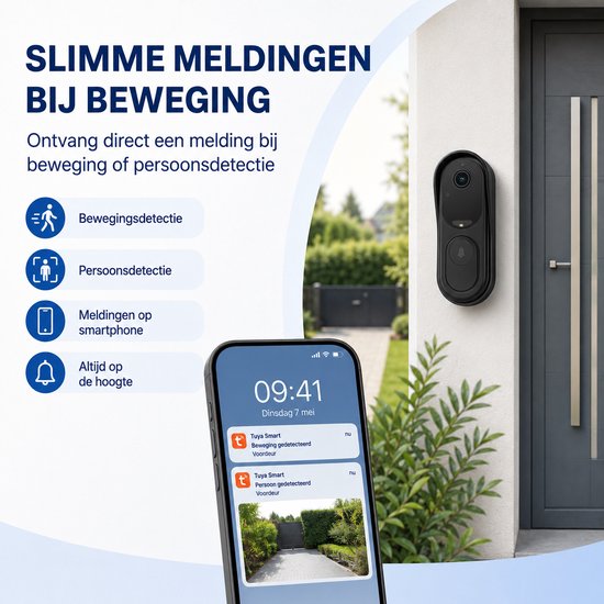 ATXANC Videodeurbel met Camera – 2.4 & 5 GHz WiFi – Bewegingsdetectie – Nachtzicht – Tweeweg Audio – Draadloos – Inclusief Binnenbel — afbeelding 5