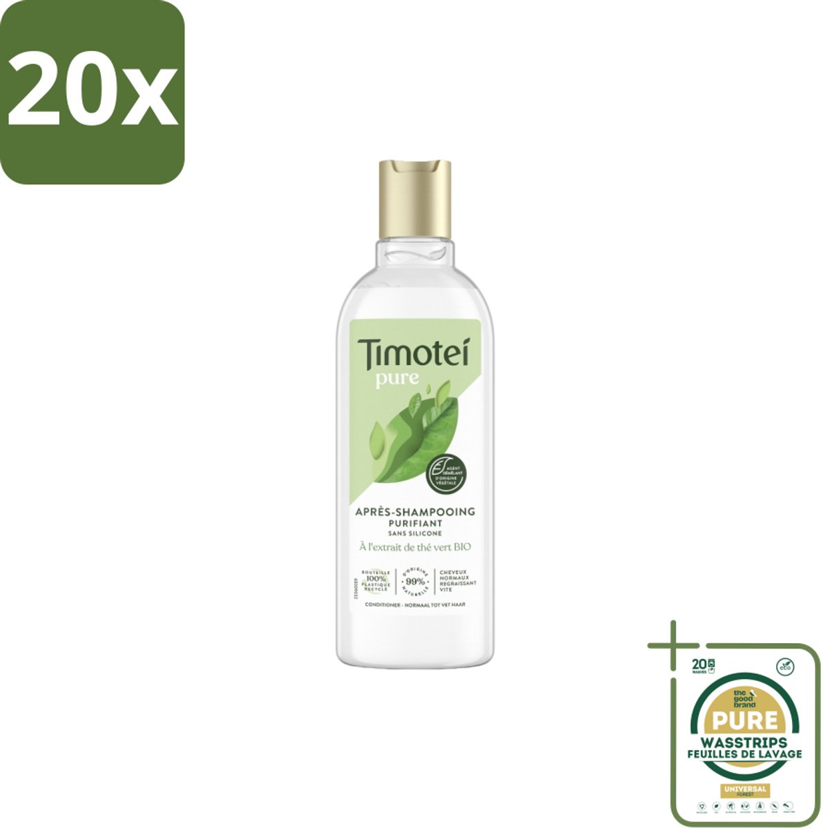 20 x Timotei Conditioner - pure groene thee - 300 ml - Grootverpakking - Groene Thee Conditioner - Zachte Haar - Fris Haar - Natuurlijke Haar Verzorging - Lichte Haar