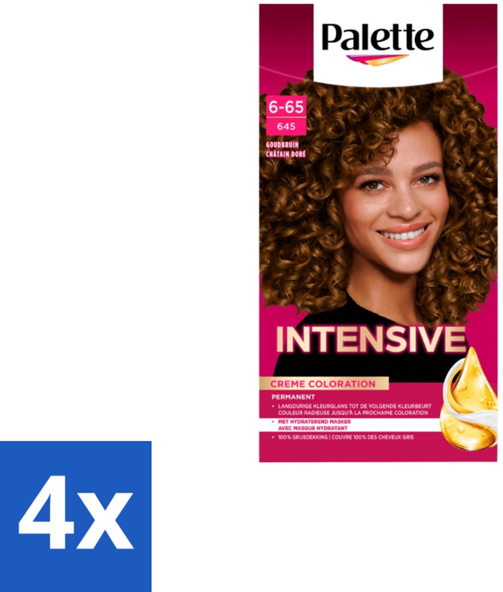 4 x Poly Palette – Haarverf – 6-65 / 645 Goudbruin – 115 ml - Goudbruin Kleuren - Haarverzorging - Haarkleur - Haarkleurresultaat - Anti-breuk Masker