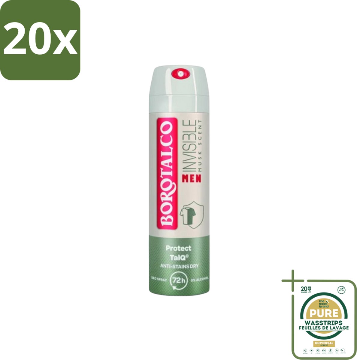 20 x Borotalco – Deodorant Spray – Men Musk Geur – 150 ml - Grootverpakking - Deodorant Spray - Mannelijke Geur - Musk - Zweetvermindering - Frisse Geur