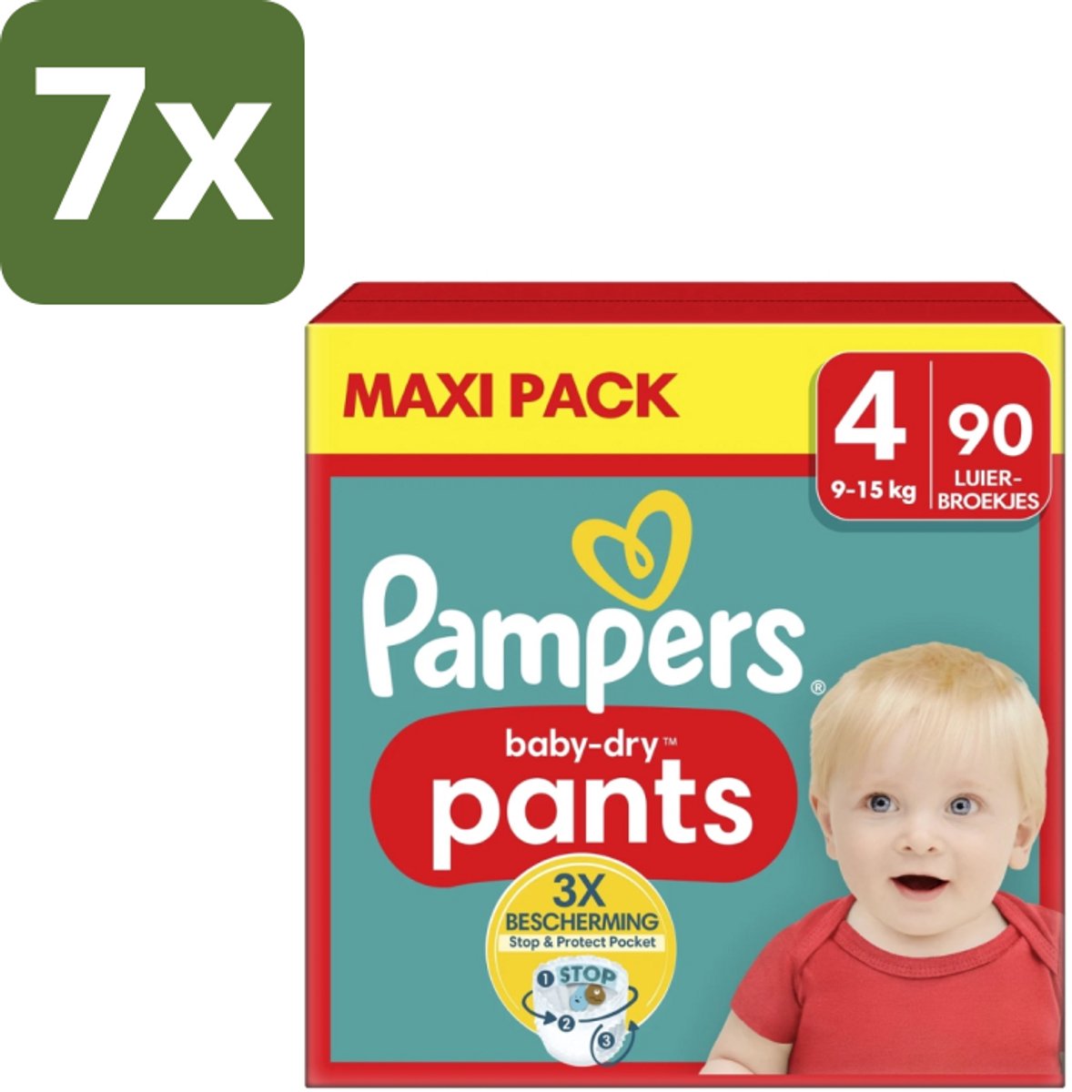 7 x Pampers – Luierbroekjes – Baby Dry Pants Maat 4 – 90 Luiers - Baby Luier - Luierbroek - Droge Luier - Luier Voor Baby - Luier Voor Kind