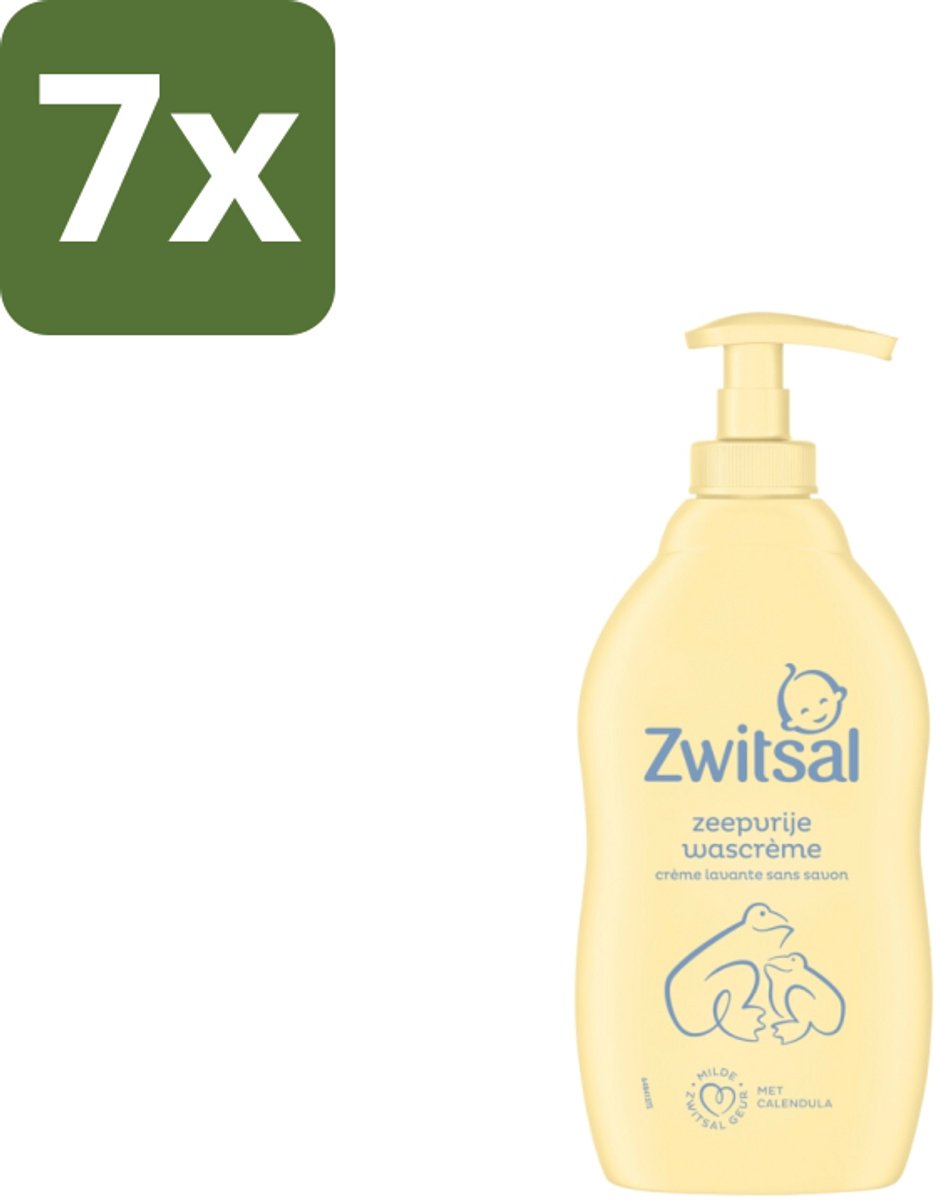7 x Zwitsal – Wascrème – Zeepvrij – 400 ml - Babywasmiddel - Zeepvrije Wascrème - Zwitsal Wascrème - Babyhuid Verzorging - Kamille-extract