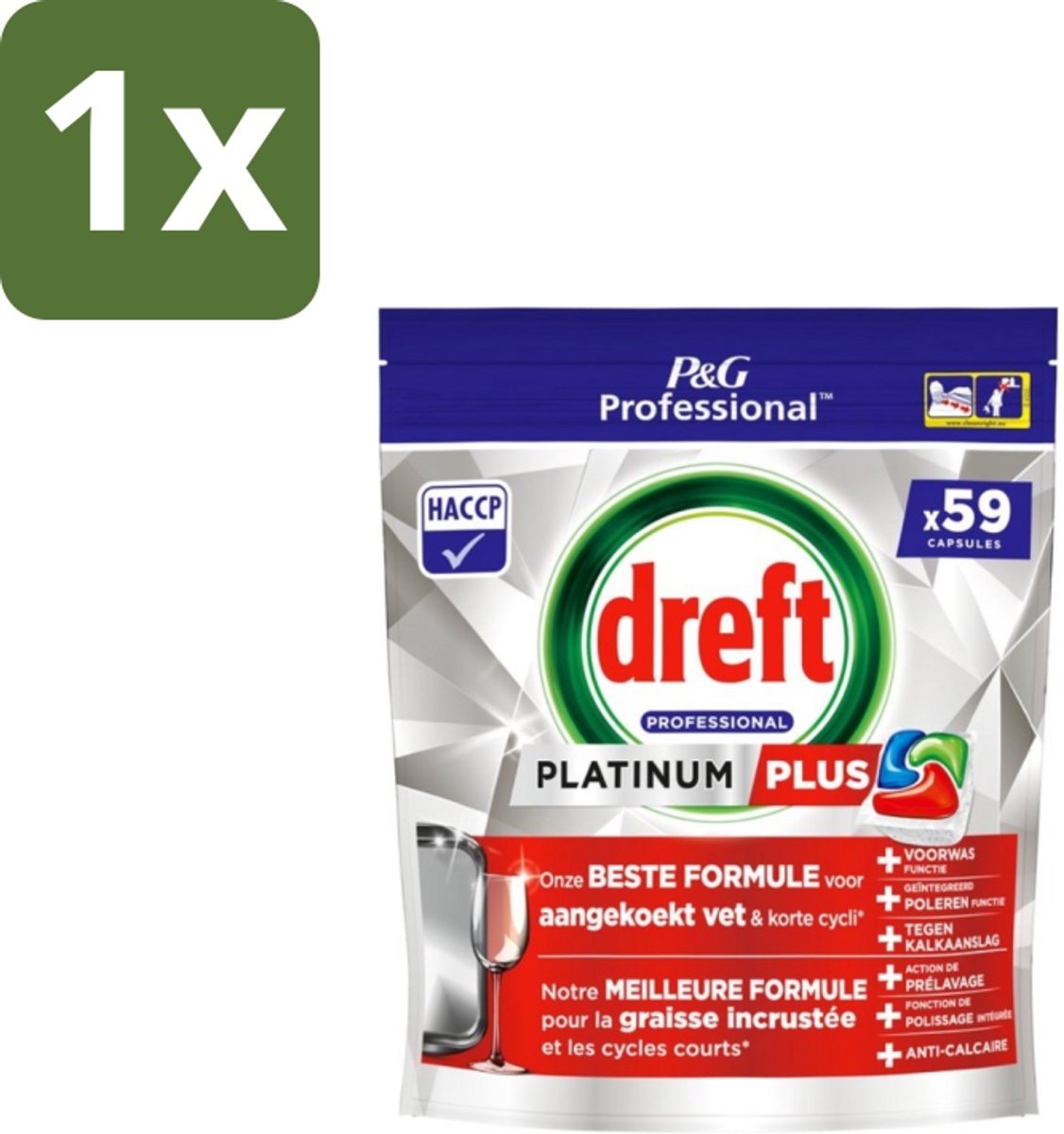 Dreft – Vaatwastabletten – Platinum+ Regular – 59 Tabletten - 1 stuk