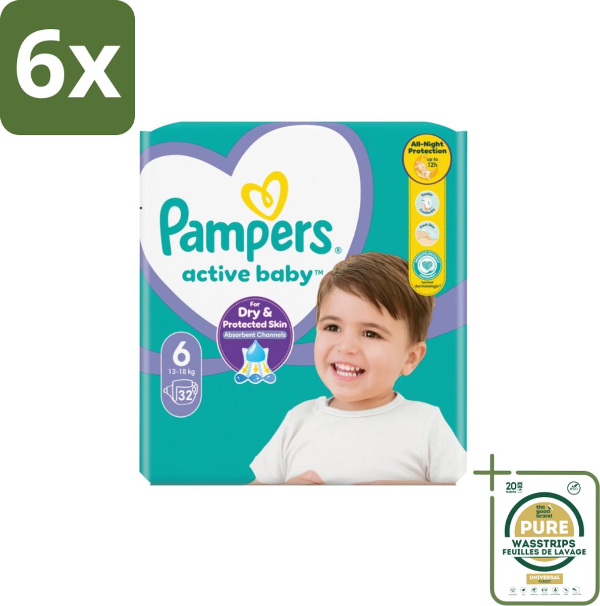Pampers – Luiers – Active Baby Maat 3 (6-10 kg) – 90 Luiers - Voordeelverpakking - 6 stuks - Baby droogheid - Droge baby luiers