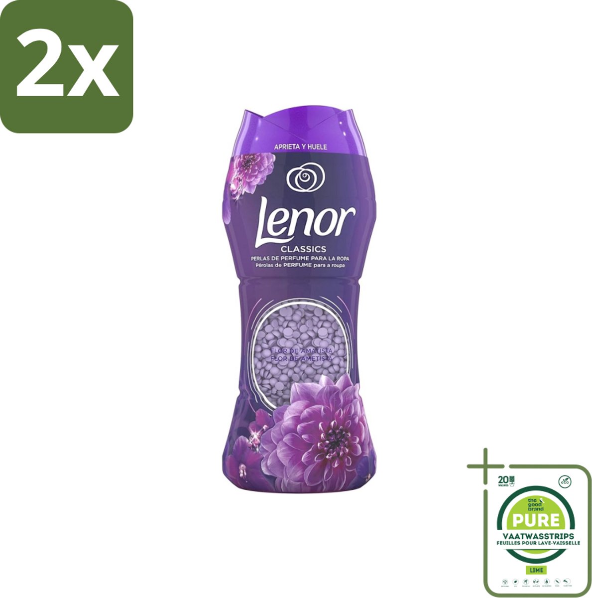 Lenor Unstoppables – Geurbooster – Amethyst – 210 g - Voordeelverpakking - 2 stuks - Geurbooster was - Wasgeur
