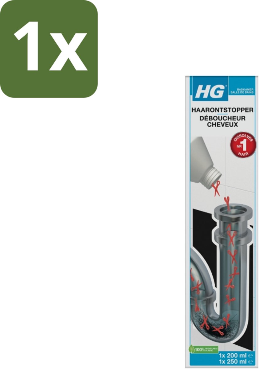 1 x HG Haarontstopper 450 ml - Haarontstopper - Badkamer - Haaroplossend - Verstopping - Doucheput