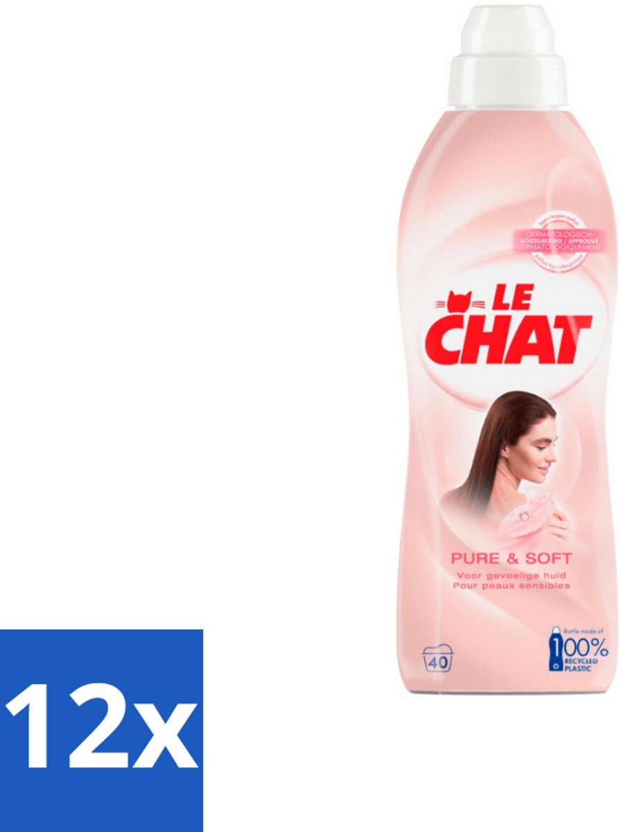 Le Chat Wasverzachter Pure & Soft 40 Wasbeurten 880 ml - Voordeelverpakking - 12 stuks