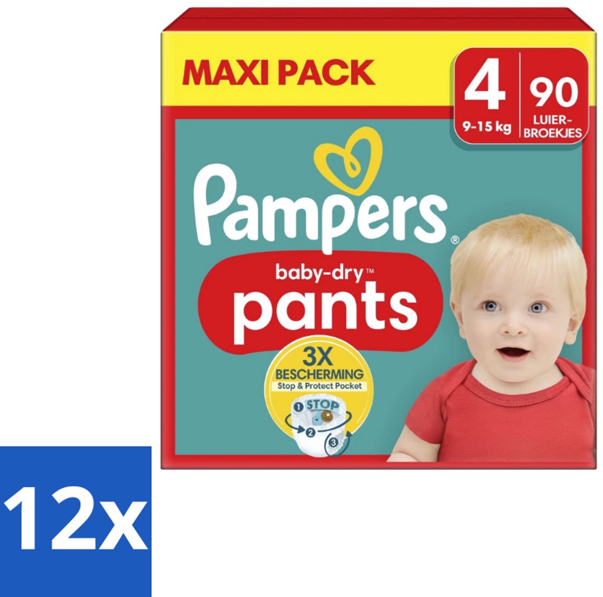 Pampers – Luierbroekjes – Baby Dry Pants Maat 4 – 90 Luiers - Voordeelverpakking - 12 stuks