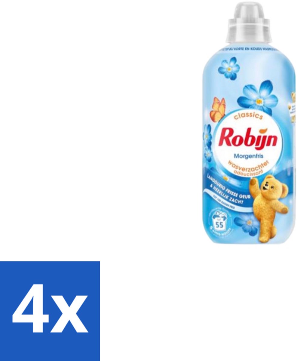 Robijn – Wasverzachter – Morgenfris – 1,1 L - Voordeelverpakking - 4 stuks