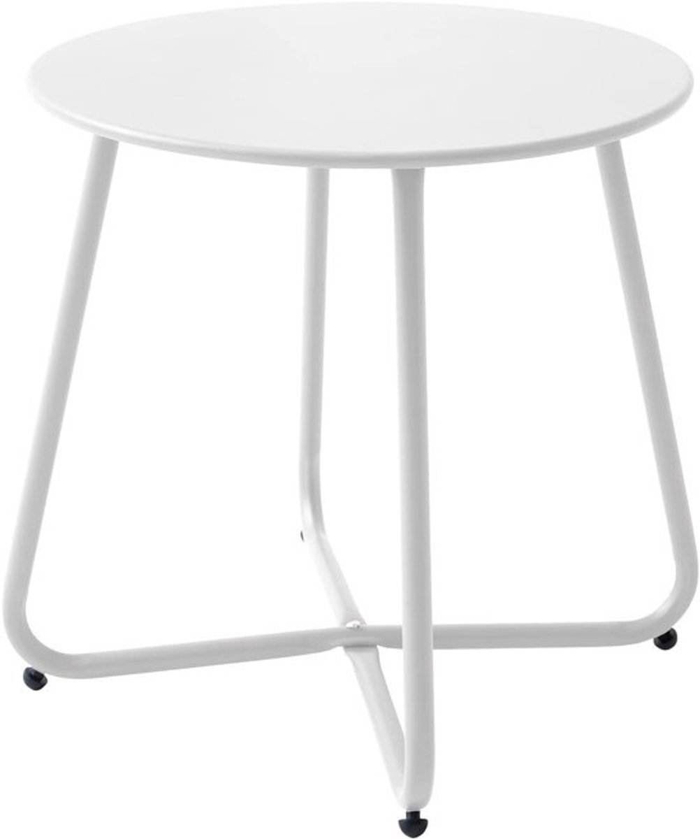 Bijzettafel Metaal - Ronde Tuin Tafel - Buiten Genieten - Weerbestendig Ontwerp - 45 cm Hoog - Lichtblauw