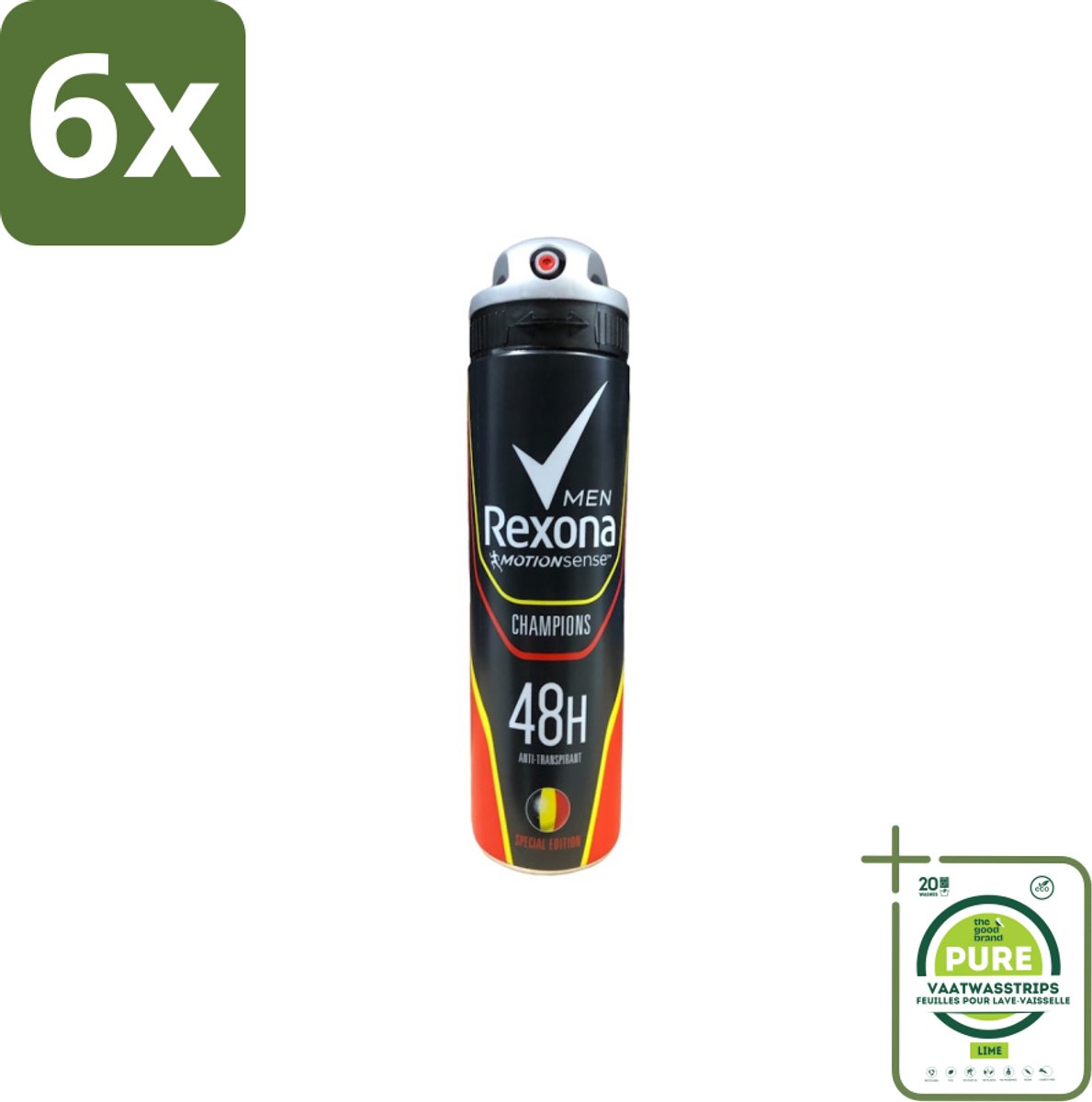 Rexona – Deodorant Spray – Champions – 150 ml - Voordeelverpakking - 6 stuks - Deodorant spray mannen - Sportieve geur