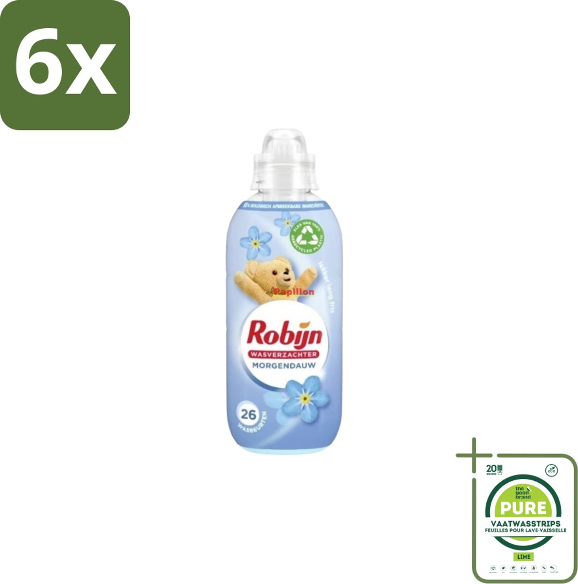 Robijn – Wasverzachter – Morgendauw – 650 ml - Voordeelverpakking - 6 stuks - Wasverzachter - Wasgeur