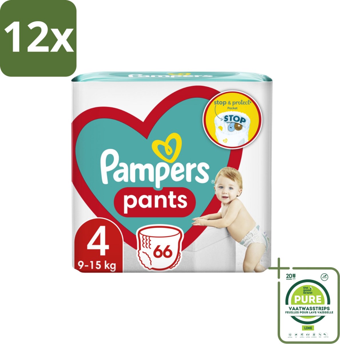 Pampers – Luierbroekjes – Pants Maat 4 – 66 Luiers - Voordeelverpakking - 12 stuks - Luier broekje - Luier voor baby