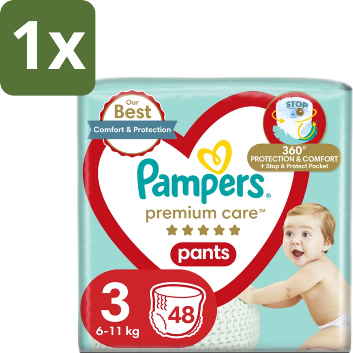 1 x Pampers – Luierbroekjes – Premium Care Pants Maat 3 – 48 Luiers - Luier - Luierbroek - Luier Voor Baby - Luier Voor Kind - Droge Billetjes