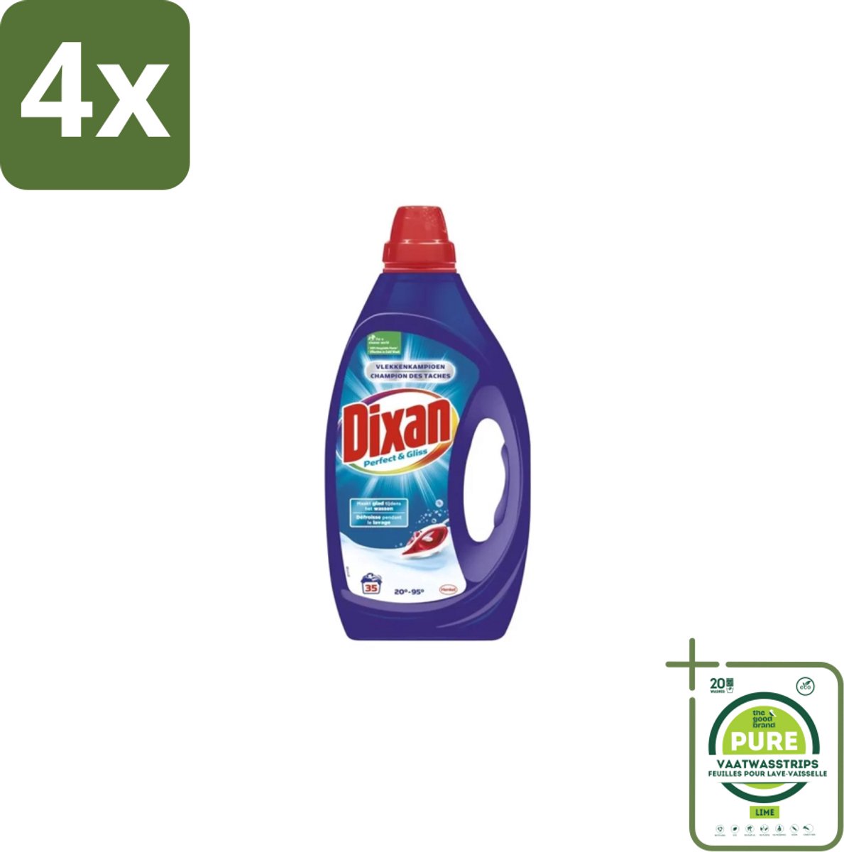 Dixan – Vloeibaar Wasmiddel – Perfect & Gliss – 1750 ml - Voordeelverpakking - 4 stuks - Wasmiddel - Vlekkenverwijdering