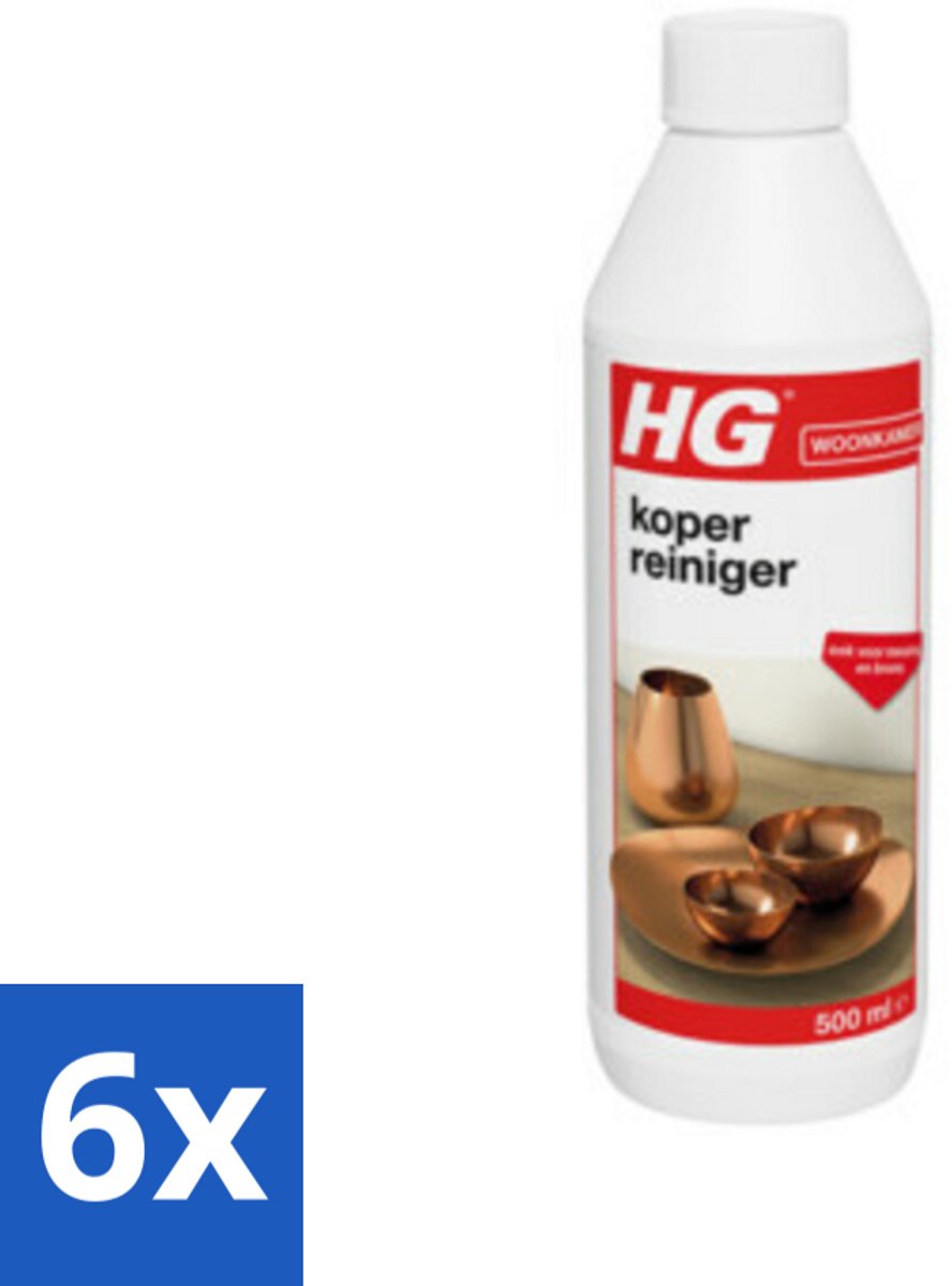 6 x HG Koper Reiniger 500 ml - Koper Reiniger - Koper Poetsen - Koper Glans - Messing Reiniger - Brons Reiniger