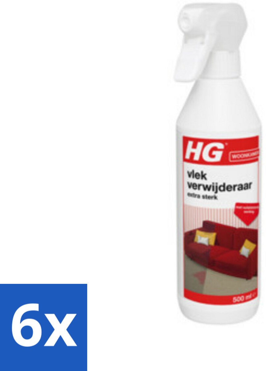 6 x HG Vlekverwijderaar Extra Sterk 500 ml - Vlekkenverwijderaar - Hardnekkige Vlekken - Tapijt Schoonmaken - Meubelstof Schoonmaken - Autobekleding Schoonmaken