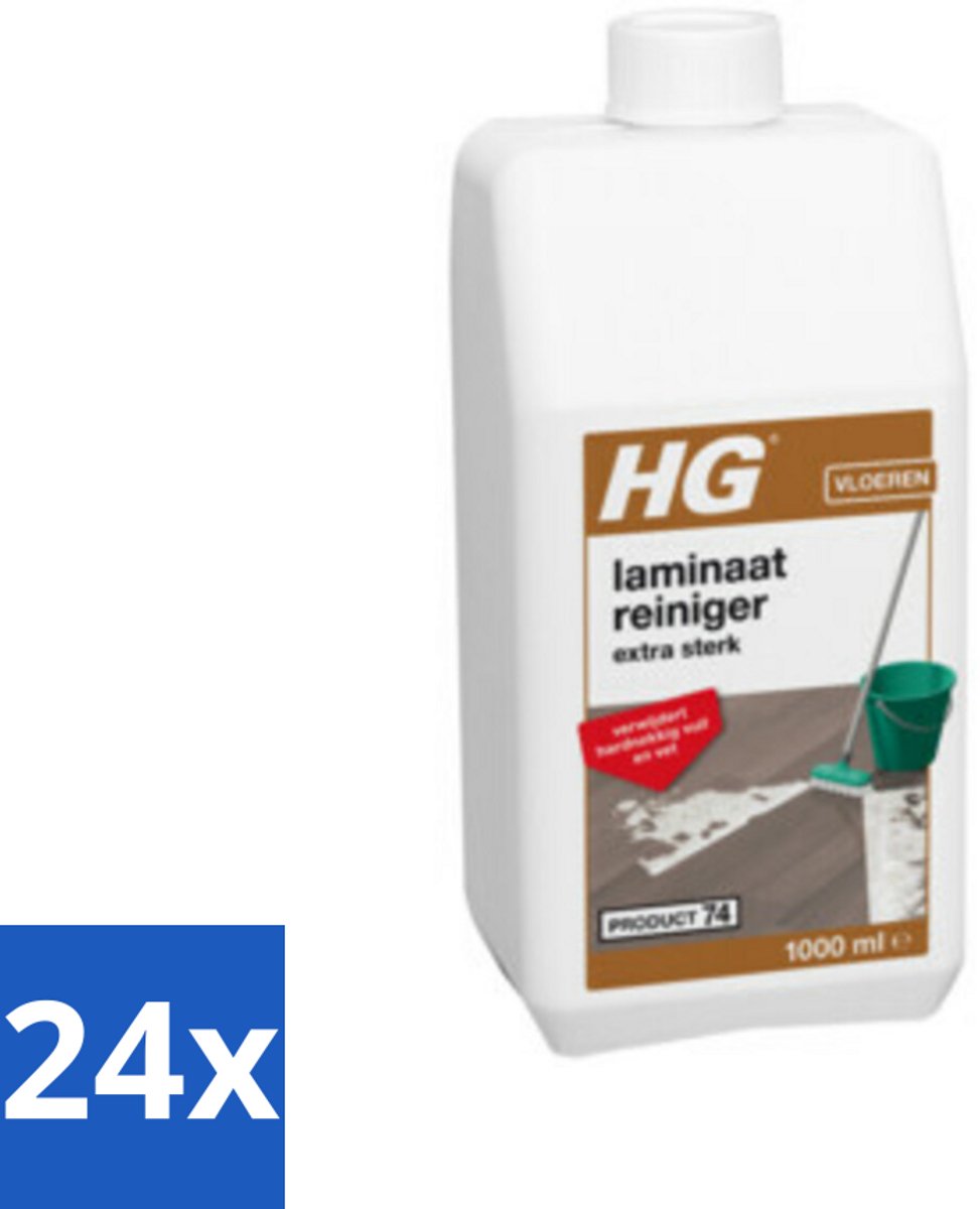24 x HG Laminaatreiniger Extra Sterk 1 liter - Laminaatvloer Reiniger - Vloerreiniger - Hardnekkig Vuil - Vet Verwijderen - Laminaat Schoonmaken