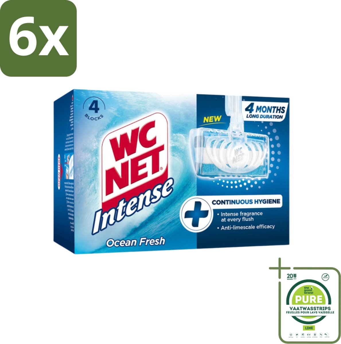 WC Net - Toiletblok - Ocean Fresh - 4 Blokjes - Voordeelverpakking - 6 stuks - Toiletblokjes - Toilet schoonmaak