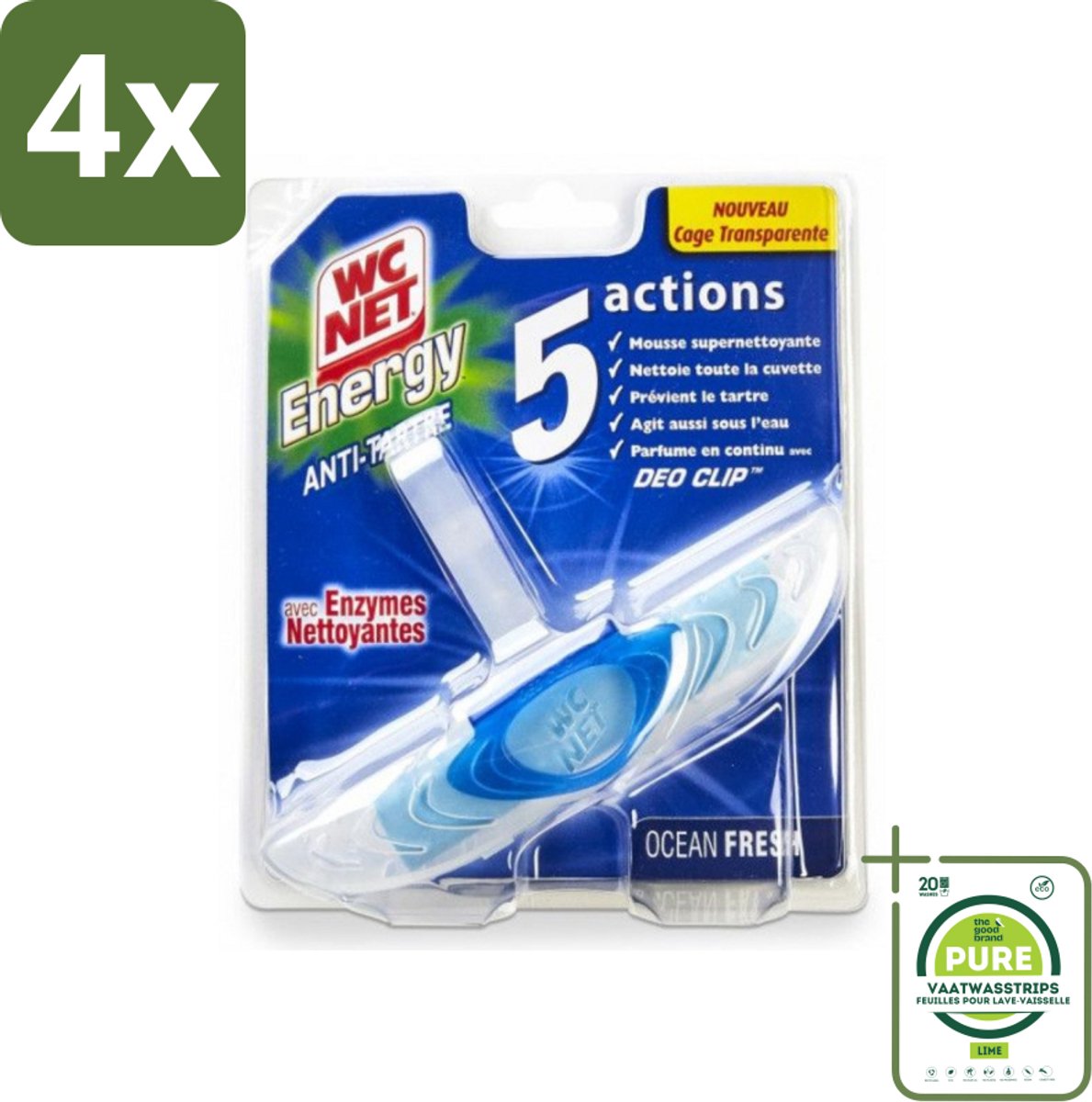 WC Net - Toiletblok - Ocean Fresh - 1 Blokje - Voordeelverpakking - 4 stuks - Toiletblok - Wc reiniger