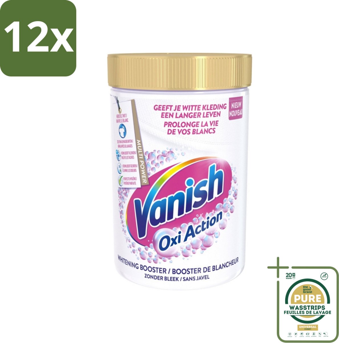 Vanish Oxi Action - Vlekkenverwijderaar Poeder - Zonder Bleek - Witte Was - 710 Gram - Voordeelverpakking - 12 stuks - Waspoeder - Vlekken Verwijderen