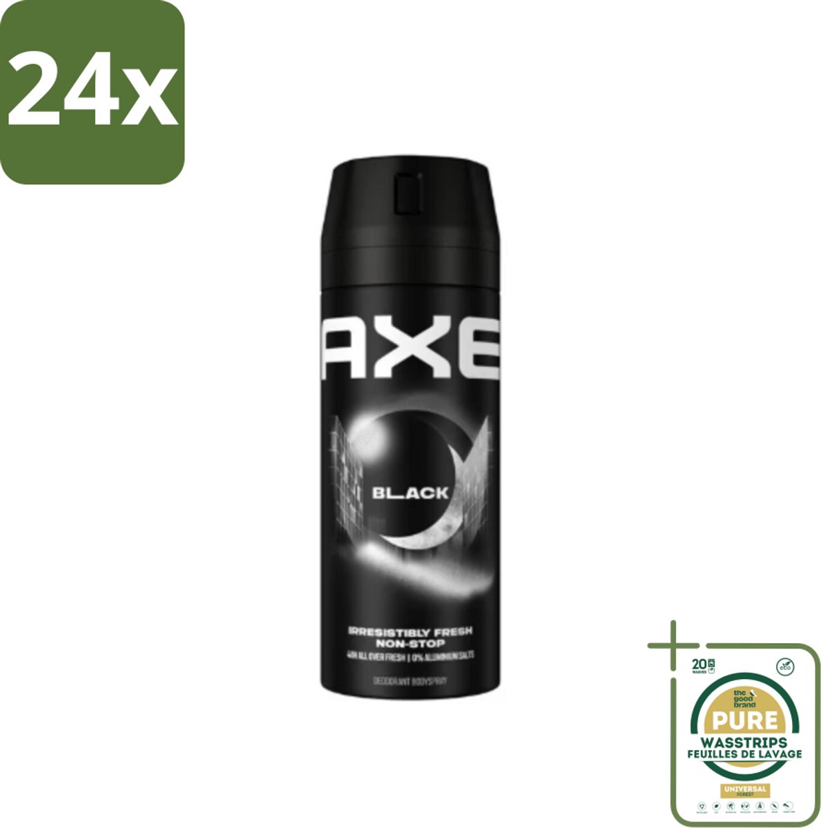 Axe - Deodorant Bodyspray - 48hrs Fresh - Black - Frozen Pear & Cedarwoord - 150 ml - Voordeelverpakking - 24 stuks - 48 uur bescherming - Bevroren peer geur