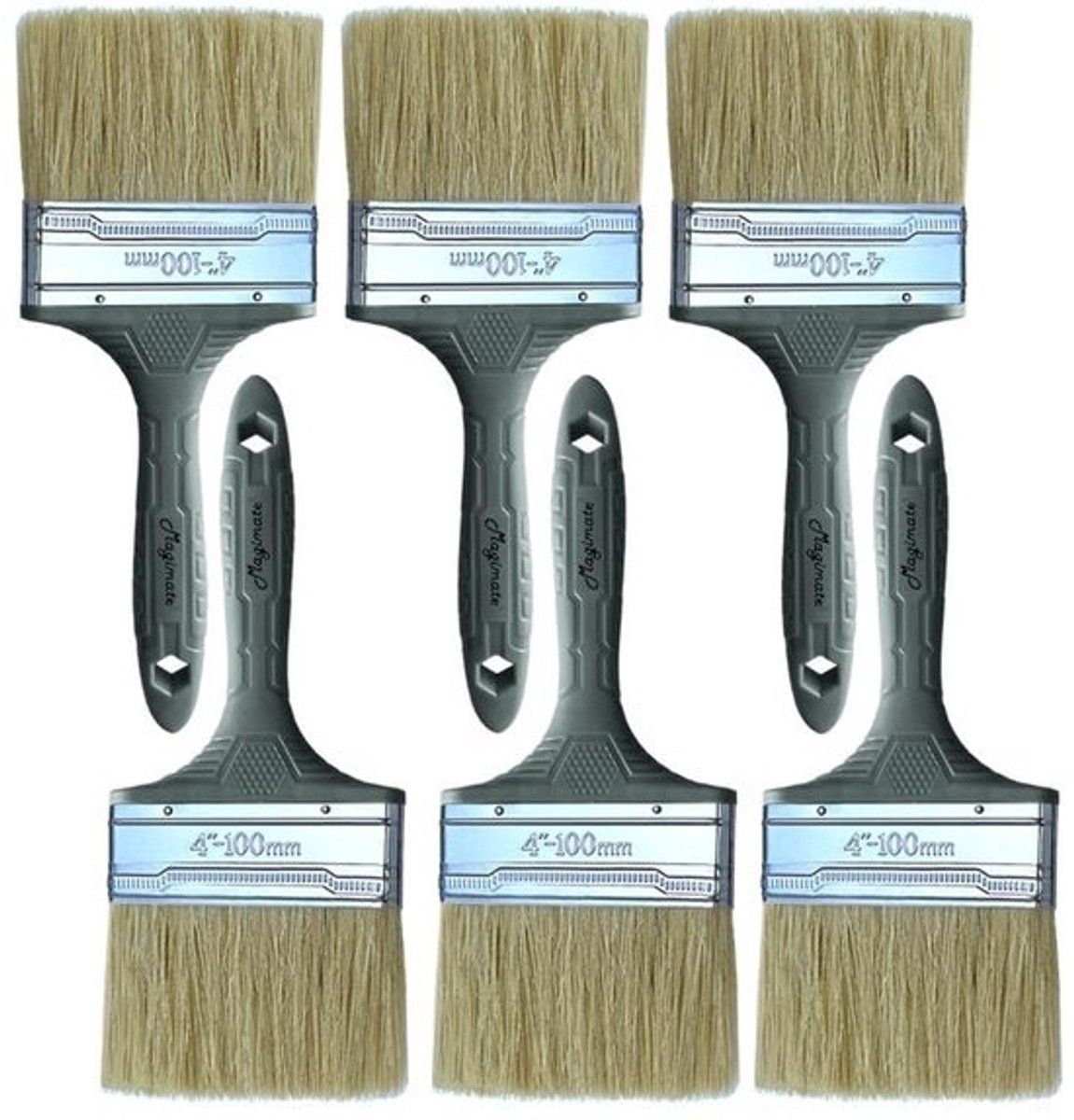 Multifunctionele Borstelset voor Muren en Meubels – 4 Inch Vlekborstels en Verfborstels 6-Pack