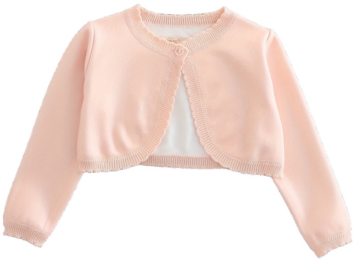 Currero Cardigan Meisjes Vest Meisje Met Knopen Kinderen Warm Gebreid Vest Long 9-10 Jaar Roze
