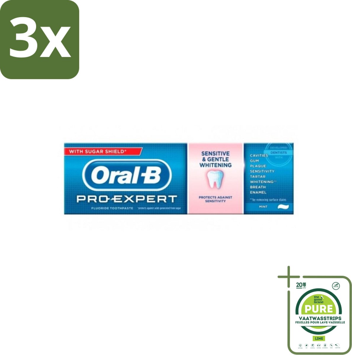 3 x Oral-B - Pro Expert - Tandpasta - Sensitive & Whitening - 75 ml - Grootverpakking - Tandpasta - Gevoelige Tanden - Whitening - Stralende Tanden - Mondverzorging