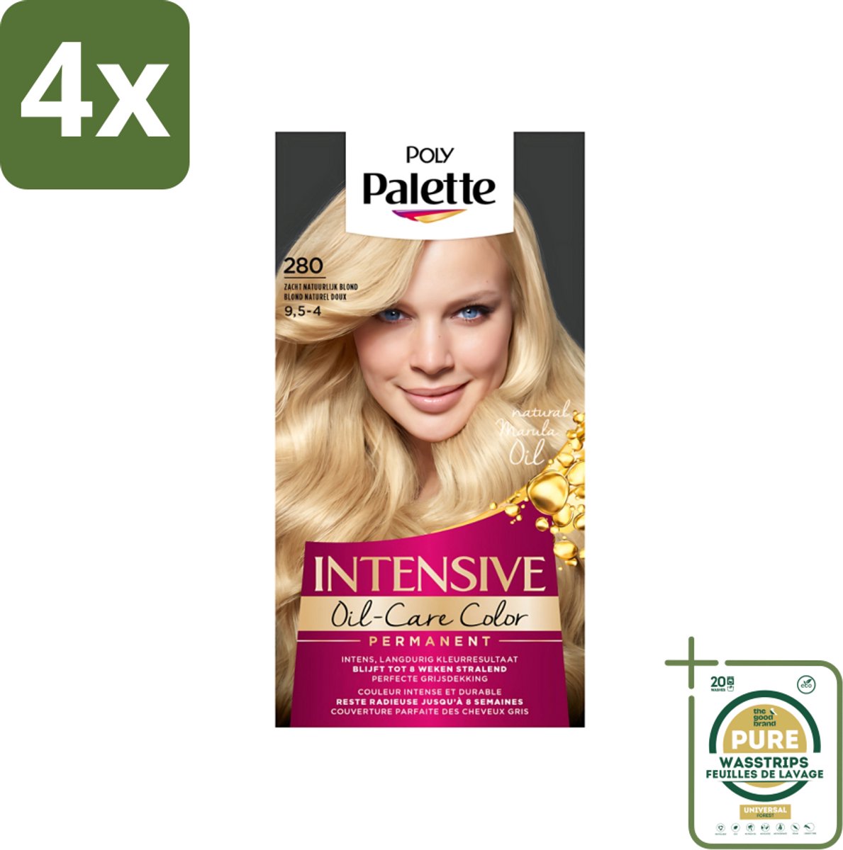 Poly Palette - Haarverf - Zacht Natuurlijk Blond 280 - 115ml - Voordeelverpakking - 4 stuks - Natuurlijke haarkleur - Crèmekleuring