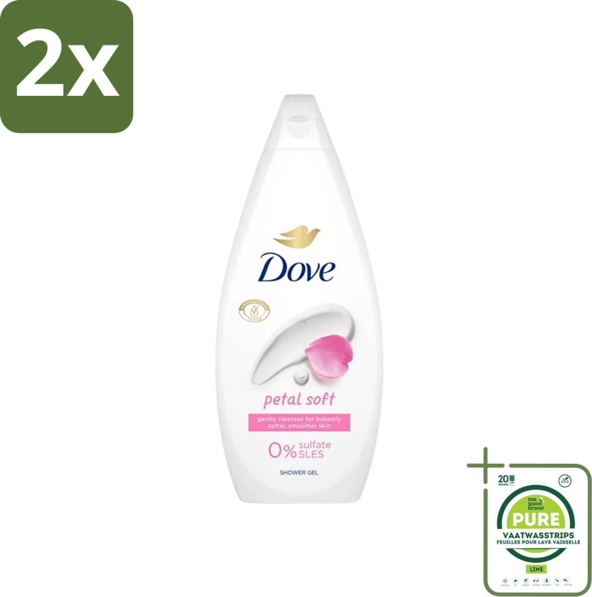 Dove Petal Soft - Douchegel - Sulfaatvrij - 250 ml - Voordeelverpakking - 2 stuks - Dove - Douchegel