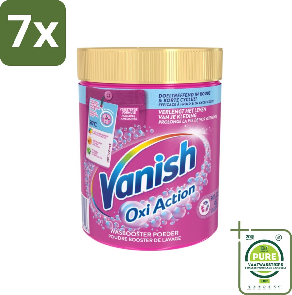 7 x Vanish Oxi Action - Vlekkenverwijderaar Poeder - Gekleurde Was - 1 Kg - Grootverpakking - Vlekkenverwijderaar - Wasbooster - Gekleurde Was - Vlekken Verwijderen - Wasmiddel