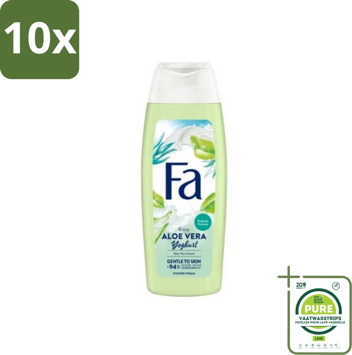 10 x Fa - Douchegel - Yoghurt & Aloe Vera - 250 ml - Grootverpakking - Douchegel - Yoghurt - Aloe Vera - Verzorgende Douchegel - Hydraterende Douchegel