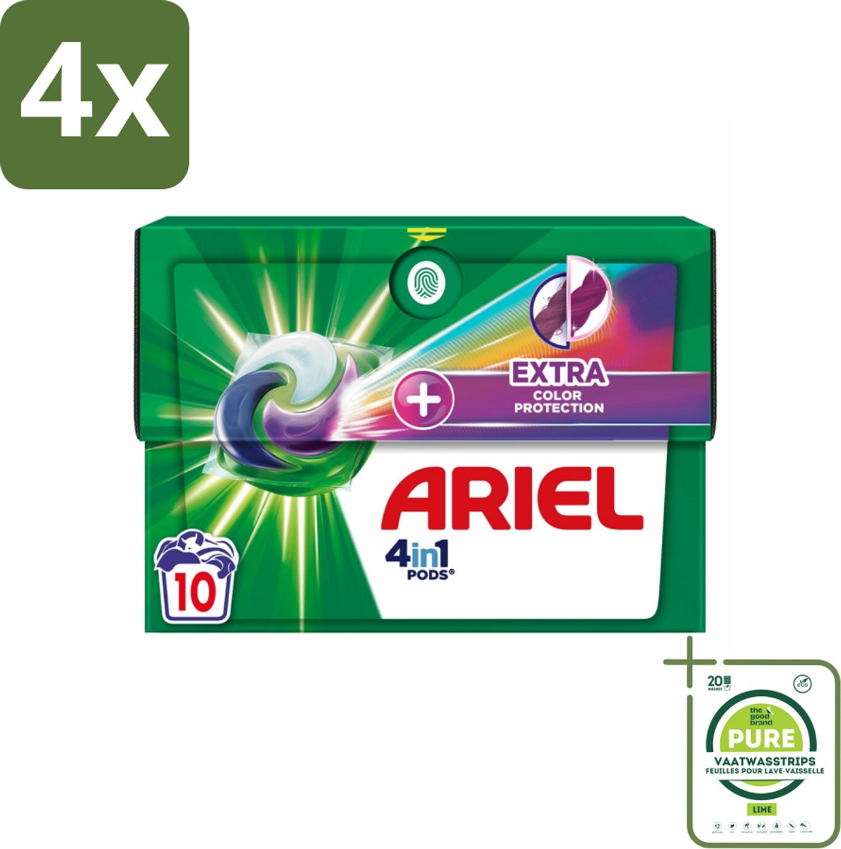 Ariel Original - Extra Kleurbescherming - Wasmiddelcapsules - 4in1 Pods - Witte en Gekleurde Was - 10 Wasbeurten - Voordeelverpakking - 4 stuks - Wasmiddel capsules - Ariel