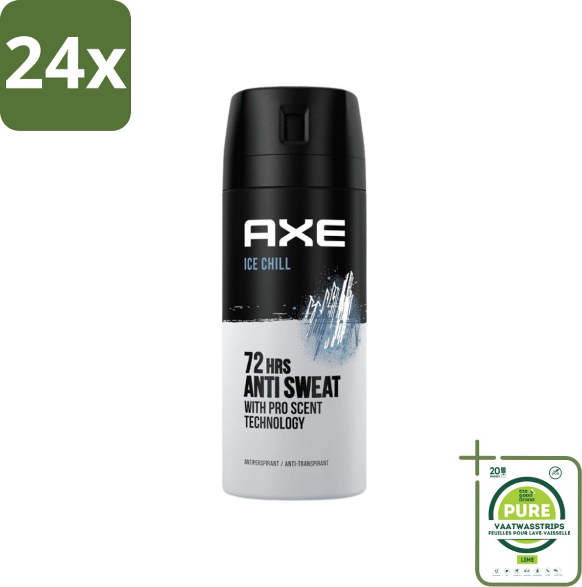 Axe - Deodorant Spray - 72hrs Anti Sweat - Ice Chill - 150 ml - Voordeelverpakking - 24 stuks - Deodorant - Anti-transpirant