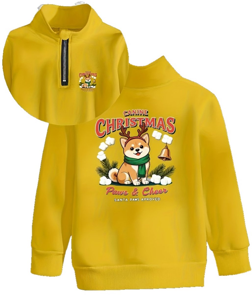 Currero Quarter Zip Jongens Sweater Met Rits Jumper Quarterzip Hoodie Jongen Warme Trui Vest Lang Coltrui 7 Jaar Geel