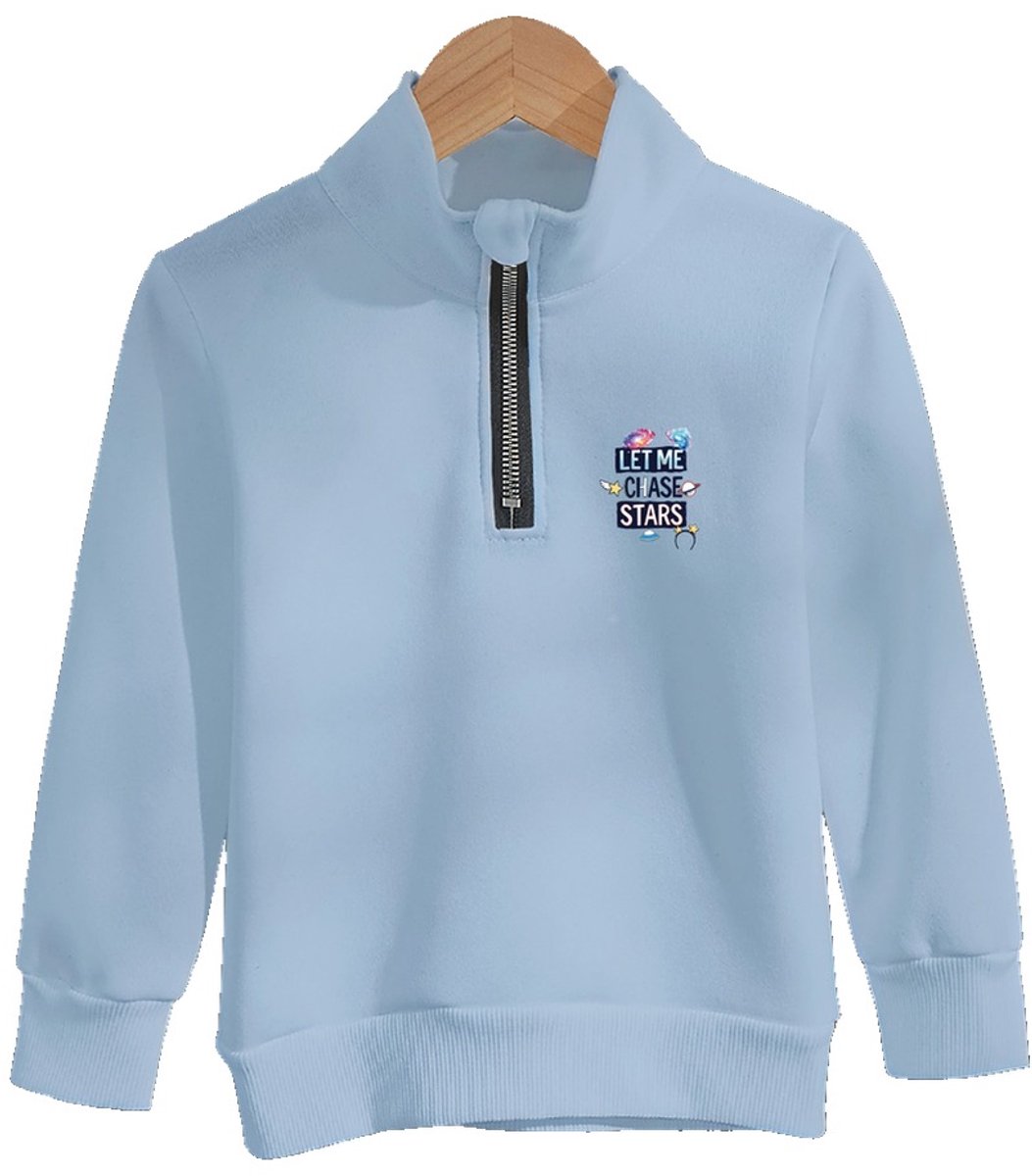 Currero Quarter Zip Jongens Sweater Met Rits Jumper Quarterzip Hoodie Jongen Warme Trui Vest Lang Coltrui Lichtblauw 12 Jaar