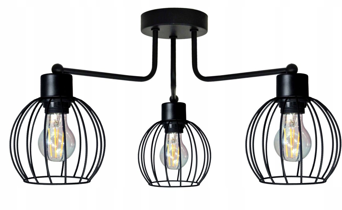 Hanglamp Zwart Metaal 3xE27 - Industriële Stijl