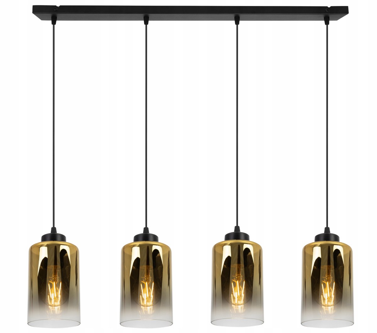 Zwarte Glamour Hanglamp Glas Zwart E27 4-lichts