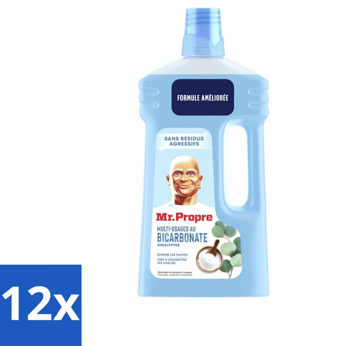 Mr. Propre – Allesreiniger – Bicarbonaat & Eucalyptus – 1000 ml - Voordeelverpakking - 12 stuks