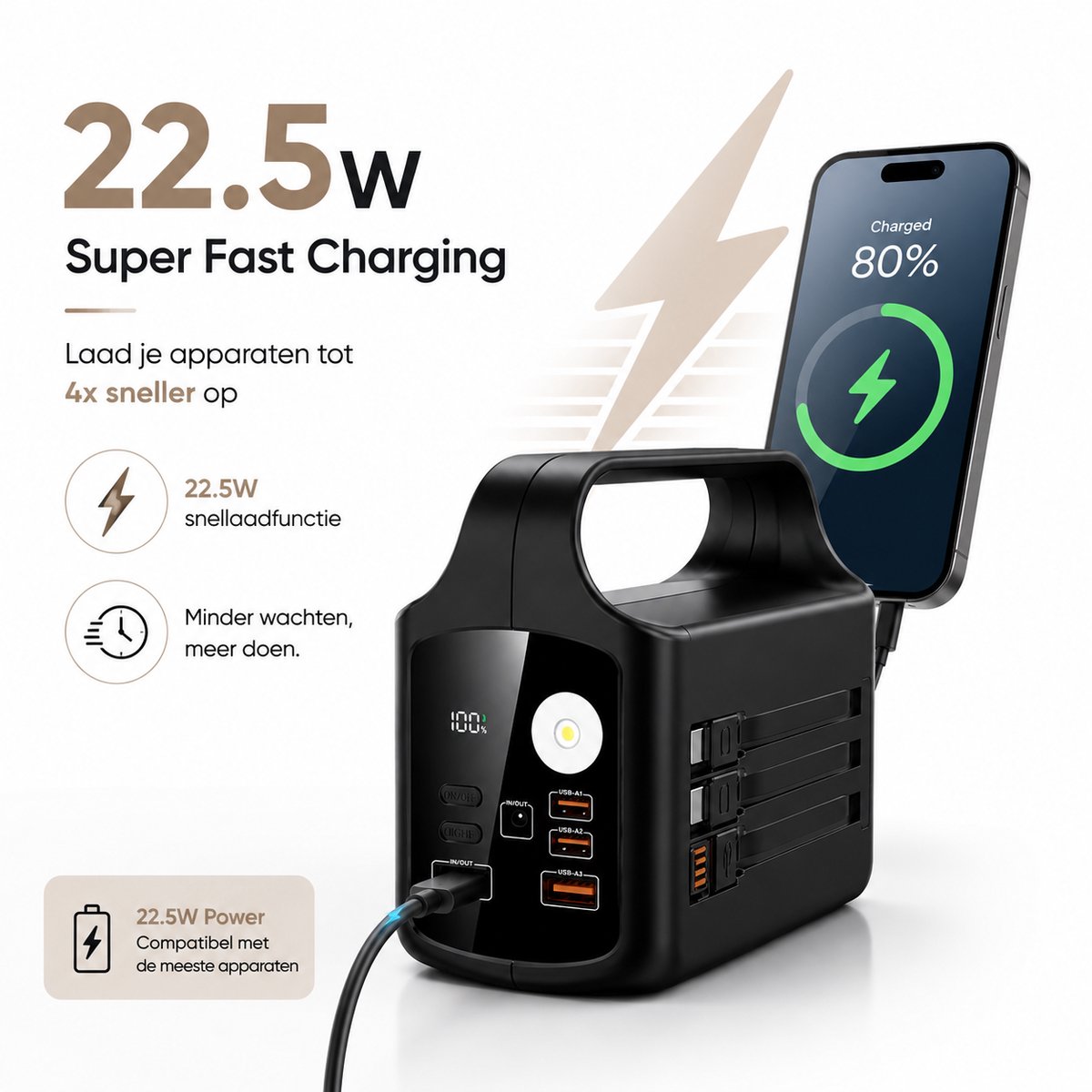 Intra Living Powerbank 50.000 mAh Snellader 22.5W - afbeelding 2