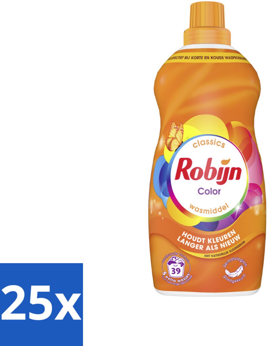 Robijn – Vloeibaar Wasmiddel – Klein & Krachtig Color – 1,19 L - Bulkverpakking - 25 stuks