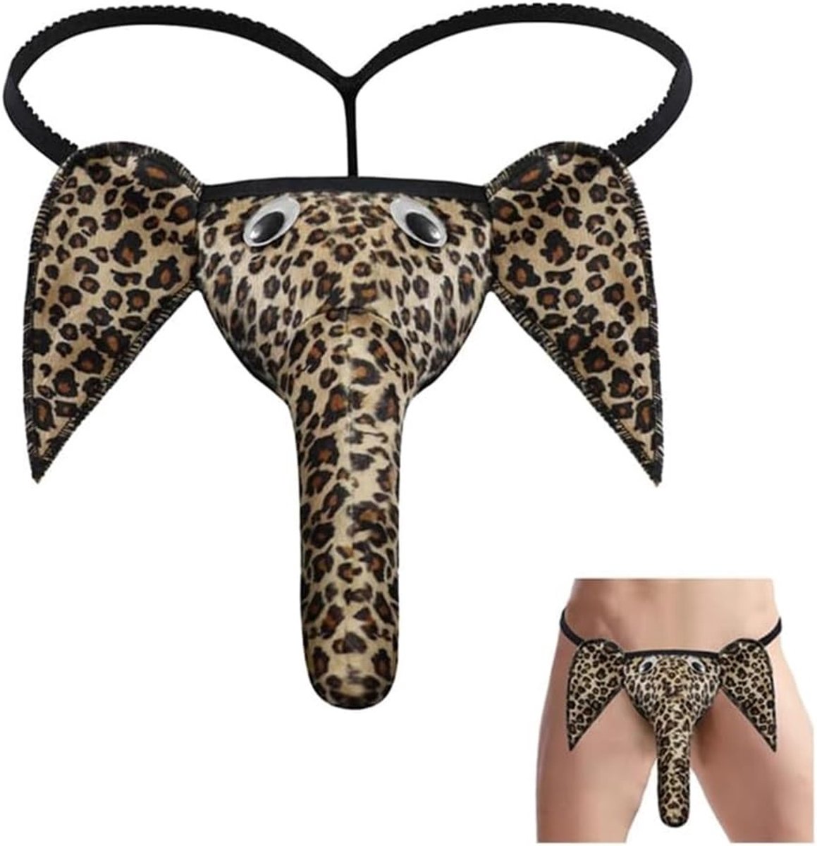 Leopard patroon heren slips met olifantenprint, lage taille, U-vormig ontwerp, comfortabele pasvorm en ademend materiaal